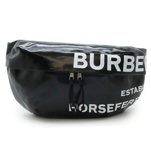 BURBERRY Horseferry Body Bag Waist Black White Silver
